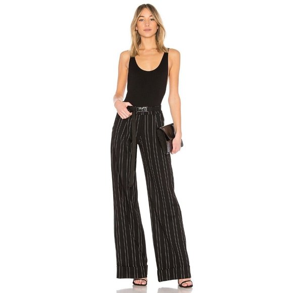 I.AM.GIA Pants - I.Am.Gia Pants Black White Mira Striped Wide Leg High Rise Zip Back Pocket Sz S